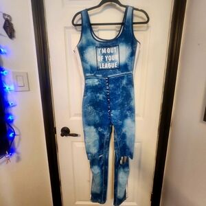 Vibrant Blue Graphic Jumpsuit